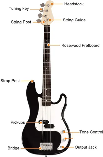 Vista 2 de Costzon Guitarra Bajo Eléctrica de 4 Cuerdas Tamaño Completo para Principiantes Kit Completo, Diapasón y Puente de Palisandro, con Dos Pastillas