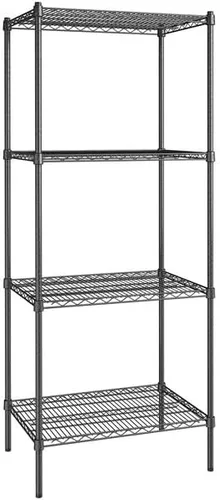 Vista 345 de Kit de 4 estantes de epoxi verde NSF de 21 x 72 pulgadas con postes de 86 pulgadas, estantería de almacenamiento resistente, kit de estantería