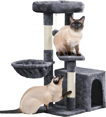 Vista 12 de Yaheetech Árbol para gatos, torre de escalada de varios niveles para gatos de interior, centro de actividades de mascotas, poste rascador, muebles
