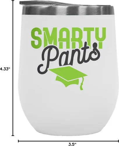 Vista 8 de Smarty Pants. School 12oz Insulated Wine Tumbler for Graduating Students