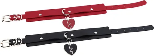 Vista 4 de SJYFAL Gargantilla de cuero para mujer, collar de corazón de roca para niñas punk, collar ajustable