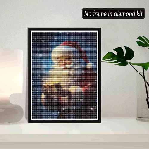 Vista 2 de SKRYUIE Kits de pintura de diamantes de Papá Noel 5D – Kits de arte de diamantes para adultos Navidad, taladro redondo completo, punto de cruz
