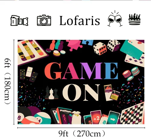 Vista 5 de Lofaris Juego en telón de fondo, tarjetas de ajedrez para niños, cumpleaños, fotografía, fondo, suministros de fiesta nocturna, suministros