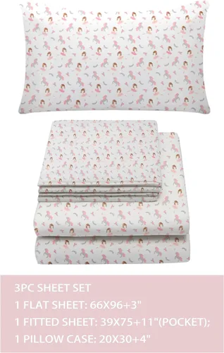 Vista 3 de Juego de sábanas tamaño individual para niños y niñas, sábanas para niños, linda sábana de cama, incluye sábana plana, ajustable y funda
