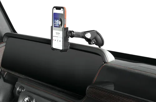 Vista 26 de WeatherTech WindshieldFone con extensión - Soporte universal para teléfono de coche montado en el parabrisas - Perillas billet negras