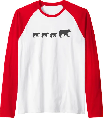 Vista 8 de Mama Bear Camiseta de béisbol raglán de tres cachorros para el día de la madre, Negro, S