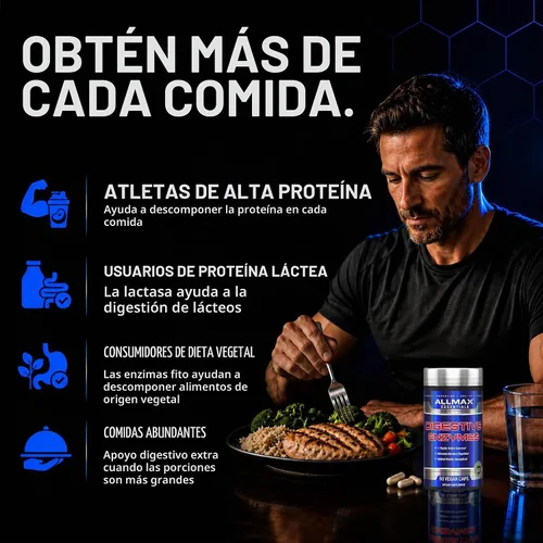Vista 6 de ALLMAX Cápsulas de enzimas digestivas, 11 enzimas, 90 unidades, veganas