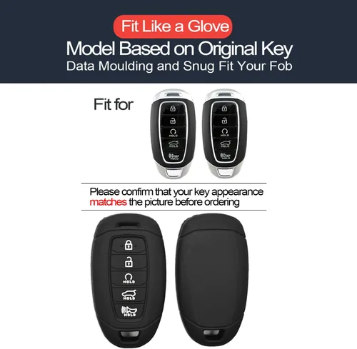 Vista 2 de 2 piezas compatibles con Hyundai Elantra Palisade Elantra N Funda para llave con llavero, protector de llave inteligente con 5 botones, funda