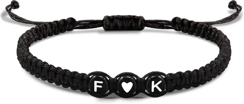 Vista 8 de Pulseras con iniciales para mujeres y hombres, regalos para novia, novio, pulseras de letras "I Love You", regalos para ella, él, mejor amigo