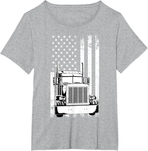 Vista 85 de Camión conductor bandera americana camionero vintage hombres mujeres regalo camiseta