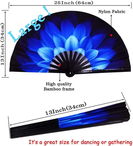 Vista 3 de Rave Fans - Ventilador de mano plegable grande para baile de línea, grandes abanicos de aplausos plegables para baile, festival de música, fiesta