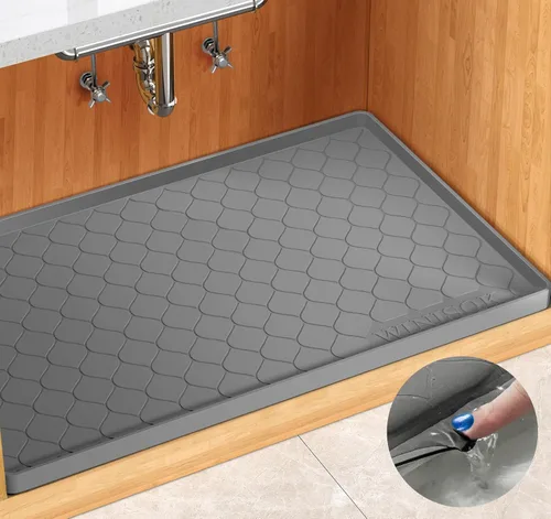 Vista 11 de Winisok Alfombrilla de silicona para debajo del fregadero de 19 x 19 pulgadas, artículos esenciales de cocina y artilugios, forro de estante