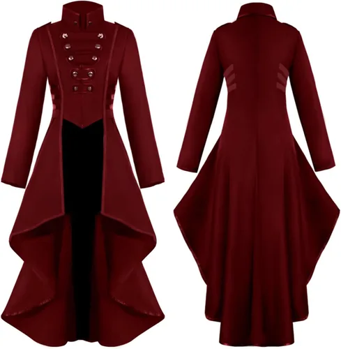 Vista 3 de SIAEAMRG Renaissance Steampunk Tailcoat Halloween Costumes for Women, Victorian Medieval Pirate Vampire Gothic Jackets
