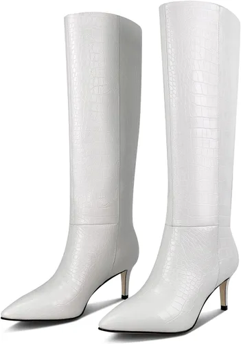 Vista 27 de wetkiss Botas altas hasta la rodilla para mujer, con tacón de gatito y diseño de punta puntiaguda, clásicas y sexys