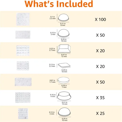 Vista 7 de Amazon Basics Parachoques para puerta de gabinete, almohadillas autoadhesivas transparentes para protección de superficie y reducción de ruido, 300