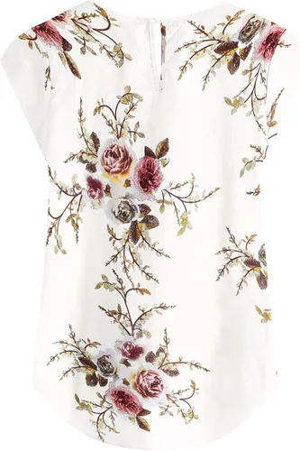 Vista 2 de Milumia - Blusa plisada y elegante para mujer, con estampado floral y manga casquillo o pétalo, para oficina o vacaciones