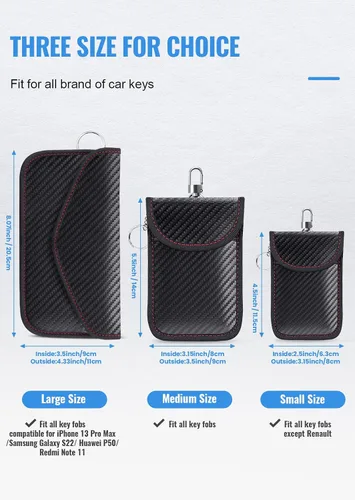 Vista 2 de lanpard Bolsa Faraday para Llaves de Coche, Bolsa Faraday, Soporte de Bloqueo de Señal RFID para Coche, Protector de Llavero, Jaula de Llavero