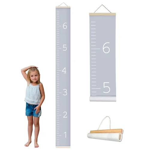 Vista 7 de Morxy Tabla de Crecimiento de Lona para Niños - Decoración de Pared Unisex para Habitación de Niños - Tabla de Medición de Altura - Cinta de Pared
