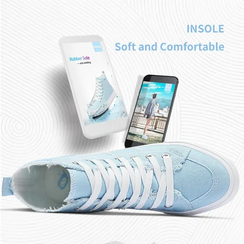Vista 5 de Obtaom Zapatos de lona de alta calidad para mujerhombre para jugar a media pantorrilla, zapatillas de deporte de moda casuales con cordones de alta