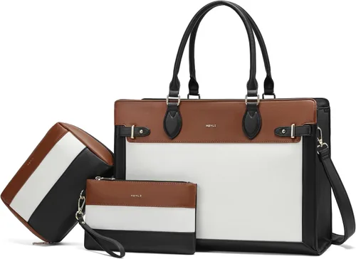 Vista 8 de Keyli Set de 3 piezas de bolso tote para laptop para mujeres, de 15.6 pulgadas, bolsos de trabajo, bolso de negocios para computadora, bolso