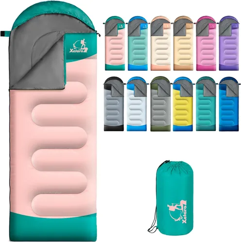 Vista 15 de Sacos de dormir para adultos y niños - 3 estaciones para clima frío y cálido, impermeables para acampar - Sacos de dormir ligeros para camping