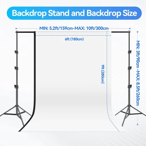 Vista 2 de EMART Kit de iluminación fotográfica con sistema de soporte de fondo de fotos de 8.5 x 10 pies y paraguas de fotografía, bombilla CFL de 5500 K 45