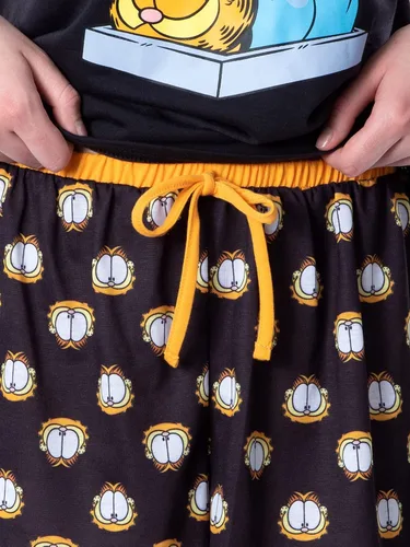 Vista 3 de Nickelodeon Garfield - Conjunto de pijama corto para mujer, Negro