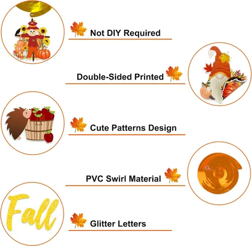 Vista 5 de Suministros de decoración de fiesta de otoño, NO DIY, el juego de decoración del hogar de otoño incluye pancarta de otoño con purpurina, guirnalda