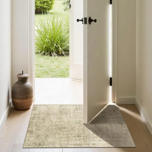 Vista 107 de jinchan - Tapete de pasillo marroquí de 2 x 6 pies con líneas, bohemio, lavable, para cocina, suave, geométrico, de lana sintética, antideslizante