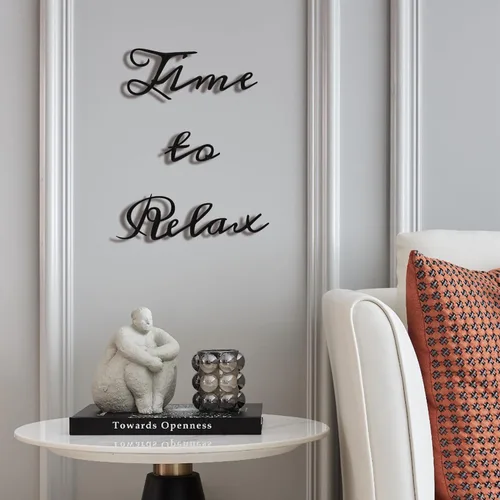 Vista 10 de LIYAOLI Arte de Pared de Metal Negro Relajante, Letrero de Relajación Moderno Decoración de Letras para Baño, Letrero Decorativo de 3D en Metal