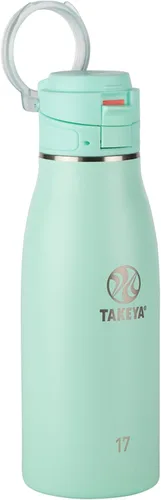 Vista 21 de Takeya Traveler - Taza de café de viaje de acero inoxidable con tapa abatible (17 onzas, rubor), taza aislada a prueba de fugas para café y té