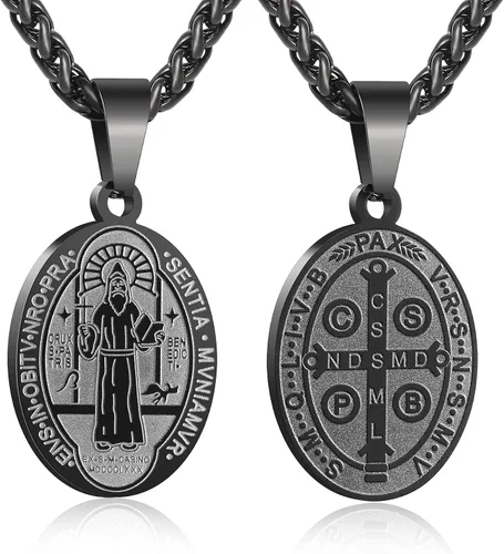 Vista 76 de P. BLAKE Collar ovalado de San Cristóbal, Miguel, José, Jude/Virgen María/José/Francisco/Patrick/Anthony/Benedict/Thomas para hombres y mujeres