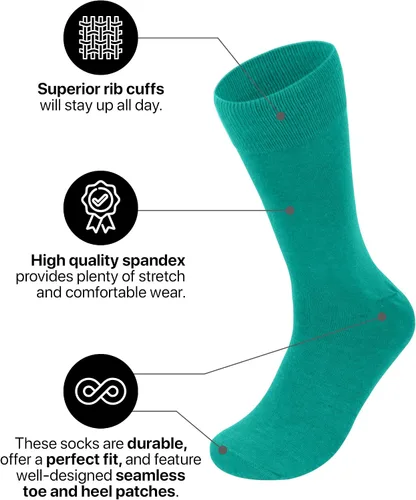 Vista 2 de Solid Color Casual Dress Socks for Men - Colorful & Comfortable Crew Socks