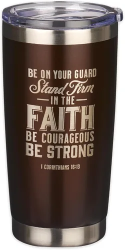 Vista 9 de Christian Art Gifts - Taza de viaje de acero inoxidable con aislamiento al vacío de doble pared de 18 oz, color negro mate, con tapa para hombres