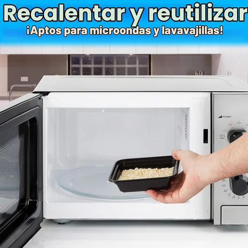 Vista 7 de Contenedor duradero de almacenamiento de alimentos, grado comercial, recipientes de plástico sin BPA con tapas, 25 unidades, reciclable, a prueba