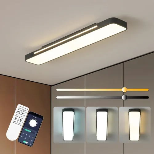 Vista 19 de ORANOOR - Lámpara de techo LED moderna, lámpara de techo de montaje empotrado regulable de 15.7 pulgadas en forma de cuadrado negro con control