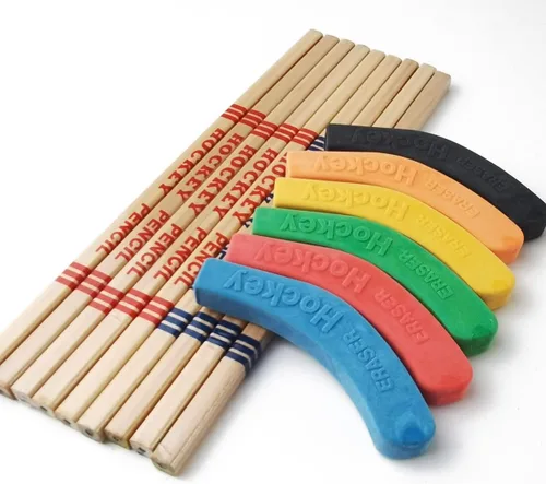 Vista 3 de TIHOOD 18 lápices de hockey y borradores – Suministros para fiestas temáticas de hockey de 9 pulgadas, divertidos lápices geniales para fanáticos