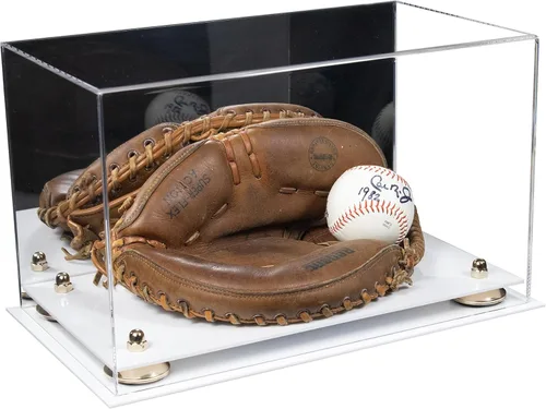 Vista 48 de Better Display Cases Vitrina de guantes de béisbol de acrílico transparente con elevadores negros (A011/V16)