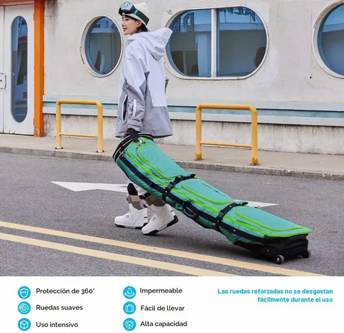 Vista 2 de Bolsa de snowboard con ruedas XCMAN de longitud ajustable Verde