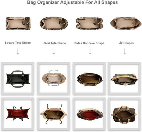 Vista 5 de ZTUJO Organizador de bolso para bolso y moldeador de bolsa, organizador de bolsa para Speedy Neverful, 6 tamaños (delgado mediano, beige sedoso)