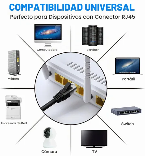 Vista 6 de Adoreen Cable Ethernet Cat 6 de 15 pies, negro, para exteriores e interiores, cable de red RJ45 largo redondo y sin enganches, POE, cable
