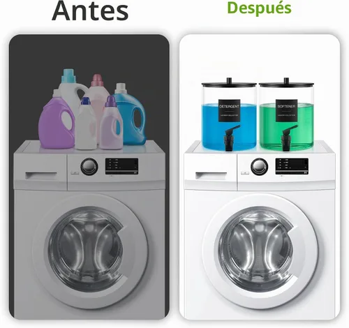 Vista 4 de TIPGO Dispensador de detergente para ropa de vidrio de 1 galón con espiga, recipiente de jabón líquido de lavandería de 128 onzas y suavizante
