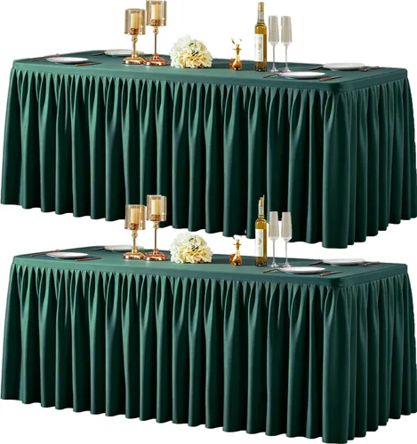 Vista 18 de Paquete de 2 manteles de poliéster negro para mesas rectangulares de 4 pies, cubierta de mesa ajustada sin arrugas, manteles elásticos de 4 pies