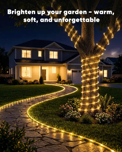 Vista 8 de Brightown Cuerda solar de 39 pies 100LED luces impermeables al aire libre