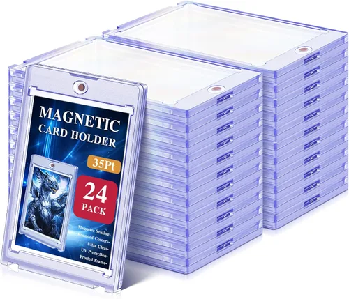 Vista 8 de Kitoyz Tarjetero magnético de 12 quilates para tarjetas intercambiables, funda de tarjetas de béisbol de 35 PT, protectores de tarjetas deportivas