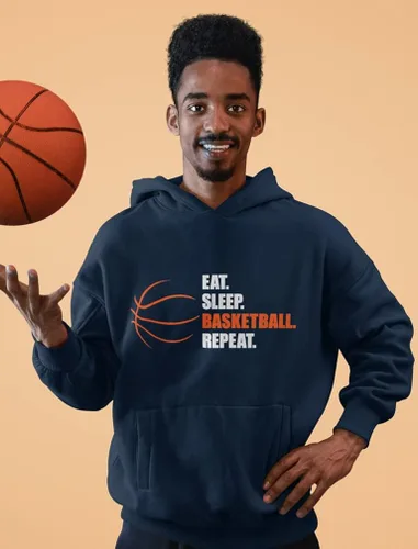 Vista 2 de Sudadera con capucha de baloncesto para comer, dormir, para los fanáticos del jugador, sudadera con capucha para hombre