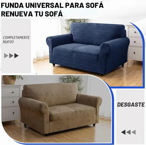Vista 6 de YEMYHOM 1 Pieza Fundas Elásticas para Sofá de 3 Cojines, Funda de Sofá Jacquard con Parte Inferior Elástica Antideslizante, Funda Engrosada Azul