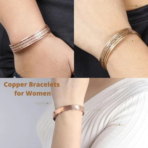 Vista 45 de Pulseras de cobre para hombres y mujeres Juego de 3 con caja de regalo Hecho a mano 100% cobre Regalo para mujeres y hombres