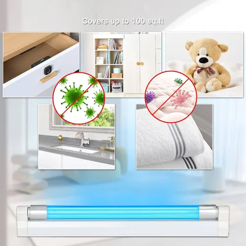 Vista 2 de Coospider 6W Luz UV Libre de Ozono, Lámpara Desinfectante 253.7nm con 3 Configuraciones de Tiempo, Lámpara UVC para Zapatos/Ropero/Gabinete/Baño