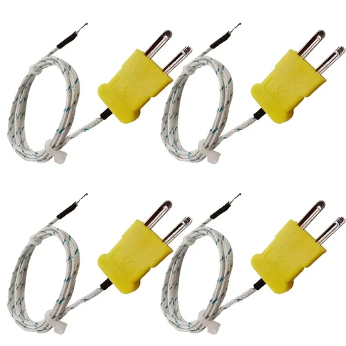 Vista 7 de 4 sondas de termopar tipo K de 1 M, sensor de temperatura de termopar tipo K con mini conector, rango de medición de línea de detección